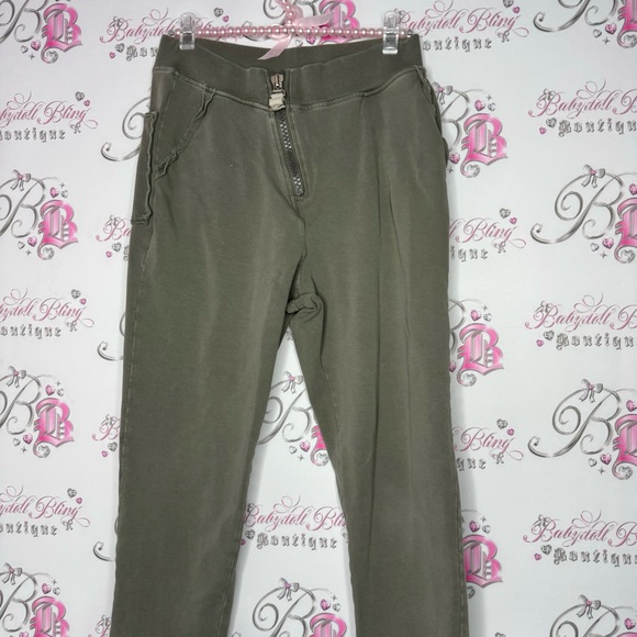 Crea concept pants joggers cargo distressed grey green zip up zipper unique luxe - Picture 2 of 10